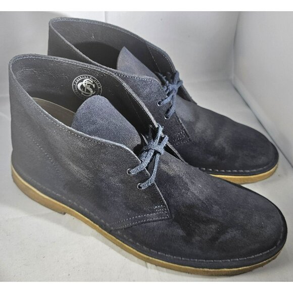 Clarks Men\'s Originals Desert Chukka  Dark Navy Blue Suede Boots  Size 10 main image 8